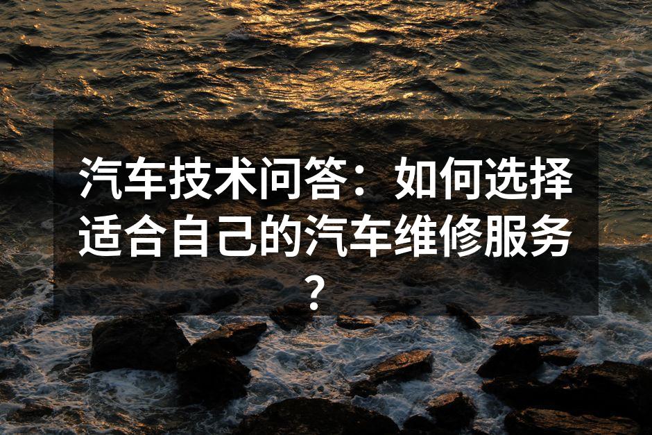 选择专业的汽车维修服务