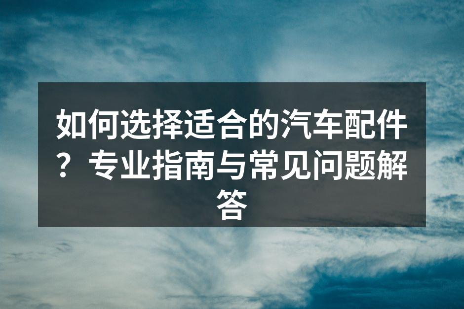 汽车配件多样化选择